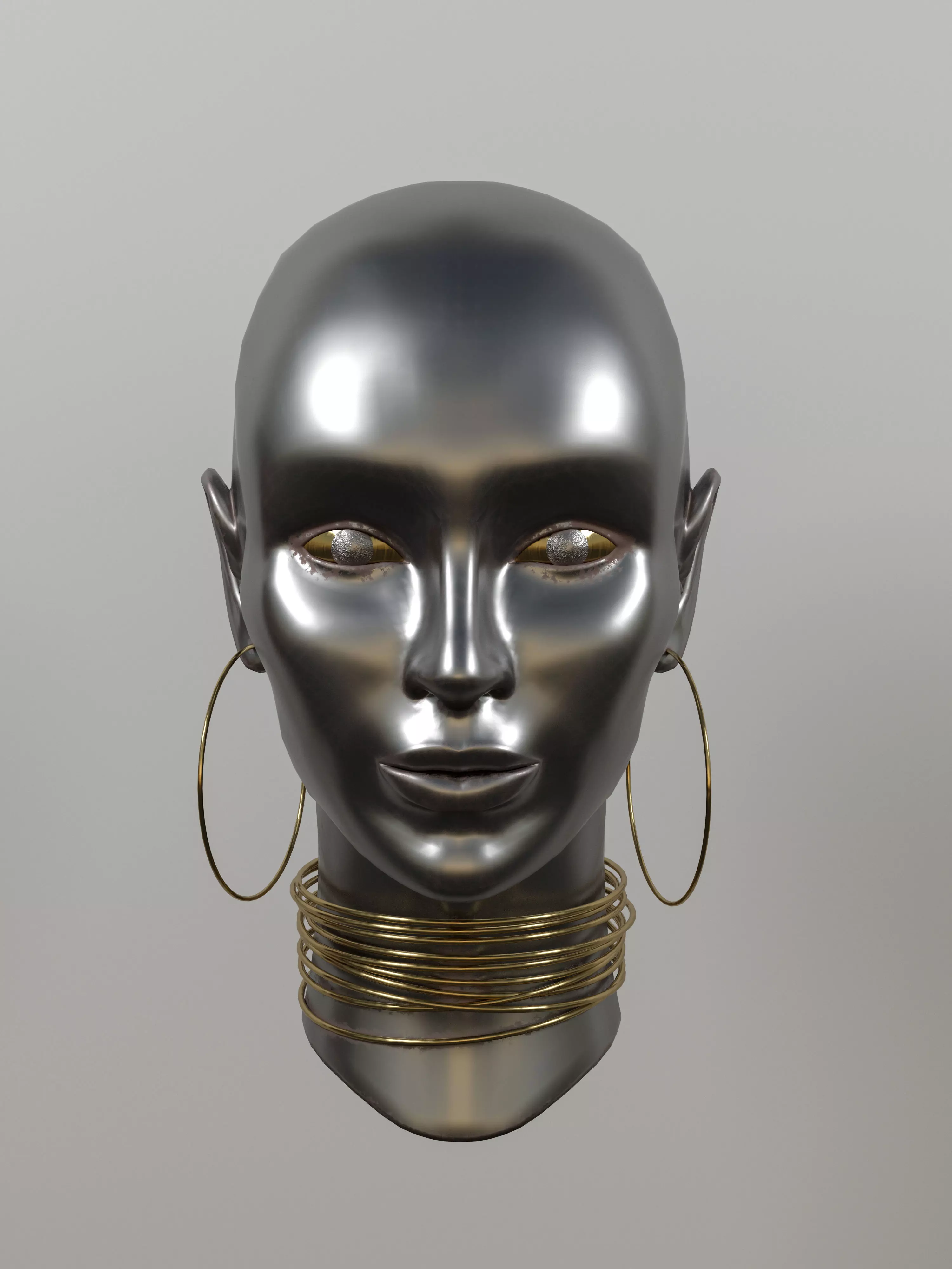 Women metal head model 3D model_0