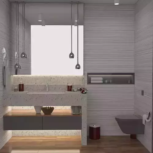 bathroom 2 modern with walls and wooden floors
