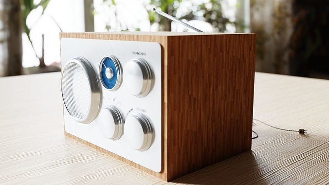 Radio on table Low-poly 3D model