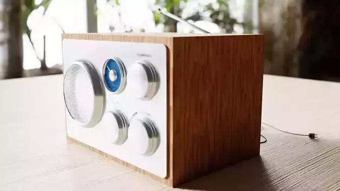 Radio on table Low-poly 3D model