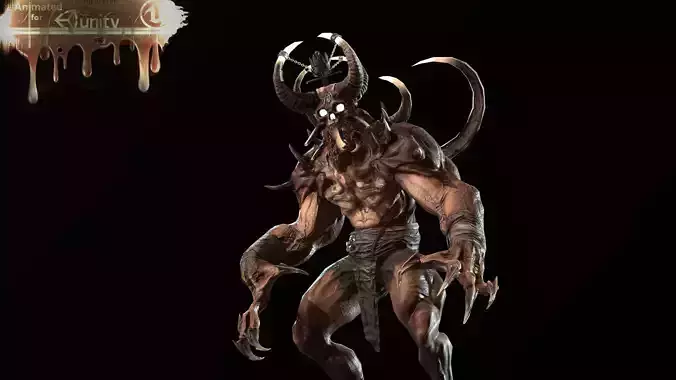 BigDemon humanoid creature Low-poly 3D model