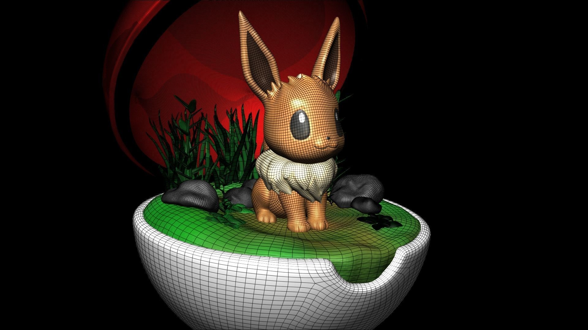 Eevee in pokeball statue 3D model_3