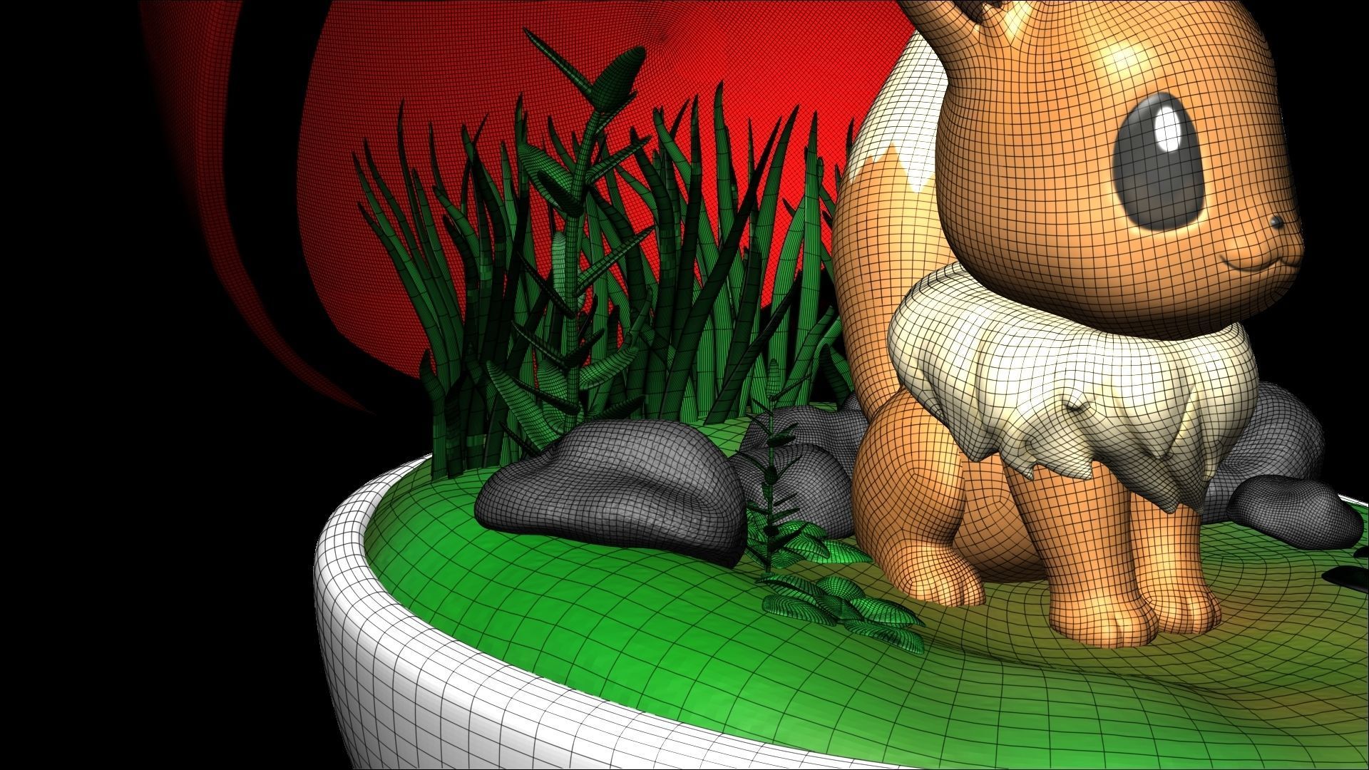 Eevee in pokeball statue 3D model_4