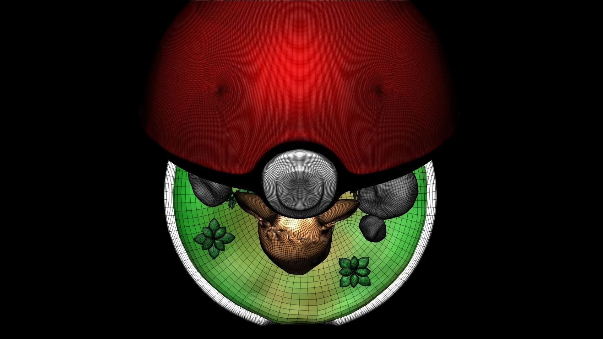 Eevee in pokeball statue 3D model_5