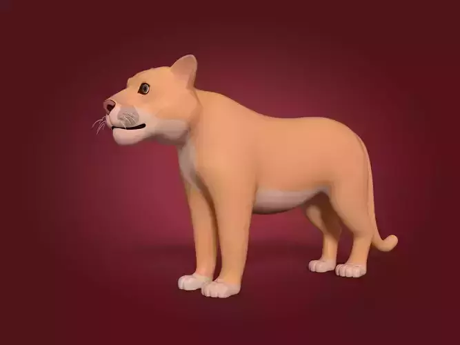 Cartoon Cougar Low-poly 3D model