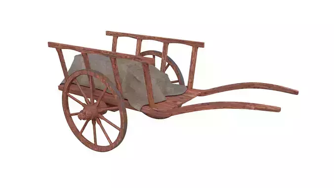 Medieval Cart Low-poly 3D model