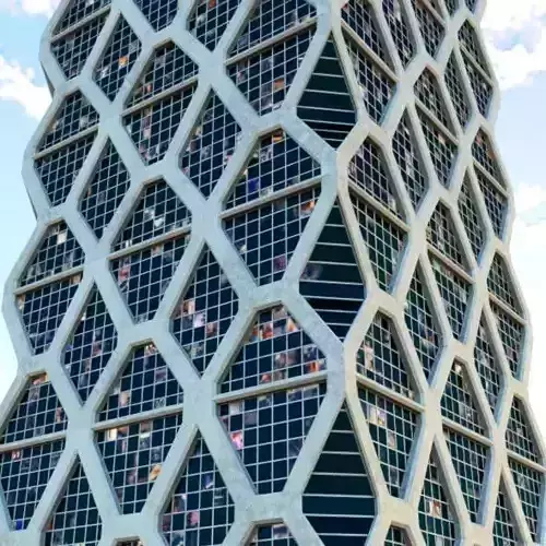 Skyscraper Hexagon Building