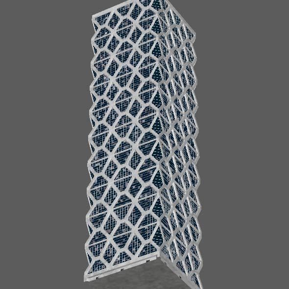 Skyscraper Hexagon Building 3D model_6