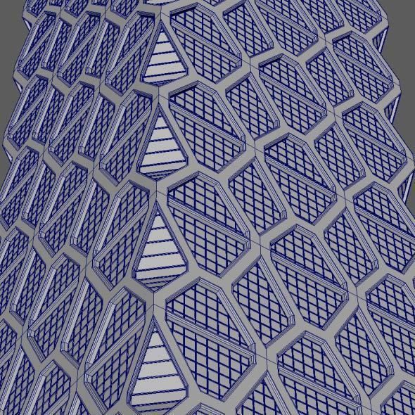 Skyscraper Hexagon Building 3D model_18