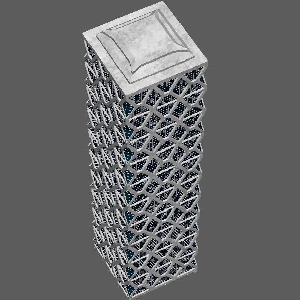 Skyscraper Hexagon Building 3D model_5