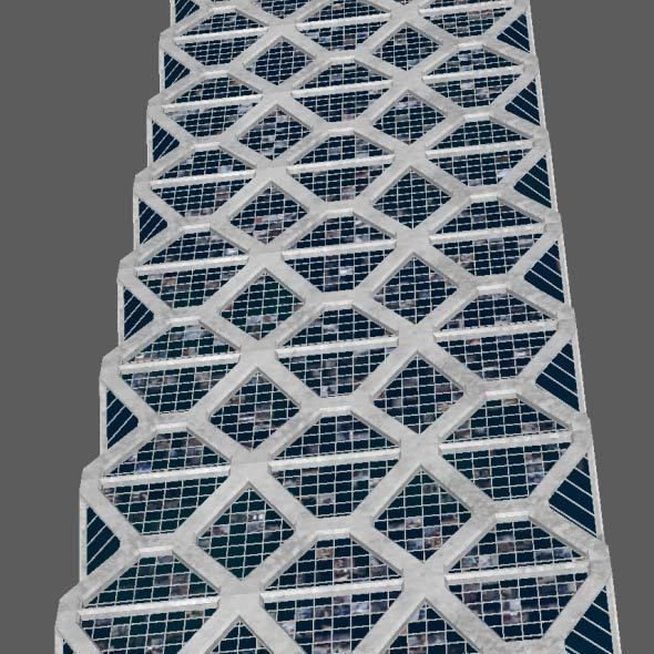 Skyscraper Hexagon Building 3D model_4