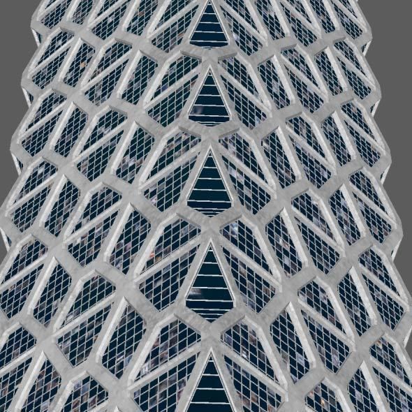 Skyscraper Hexagon Building 3D model_9