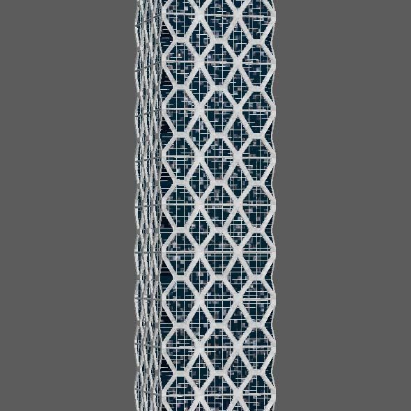 Skyscraper Hexagon Building 3D model_7