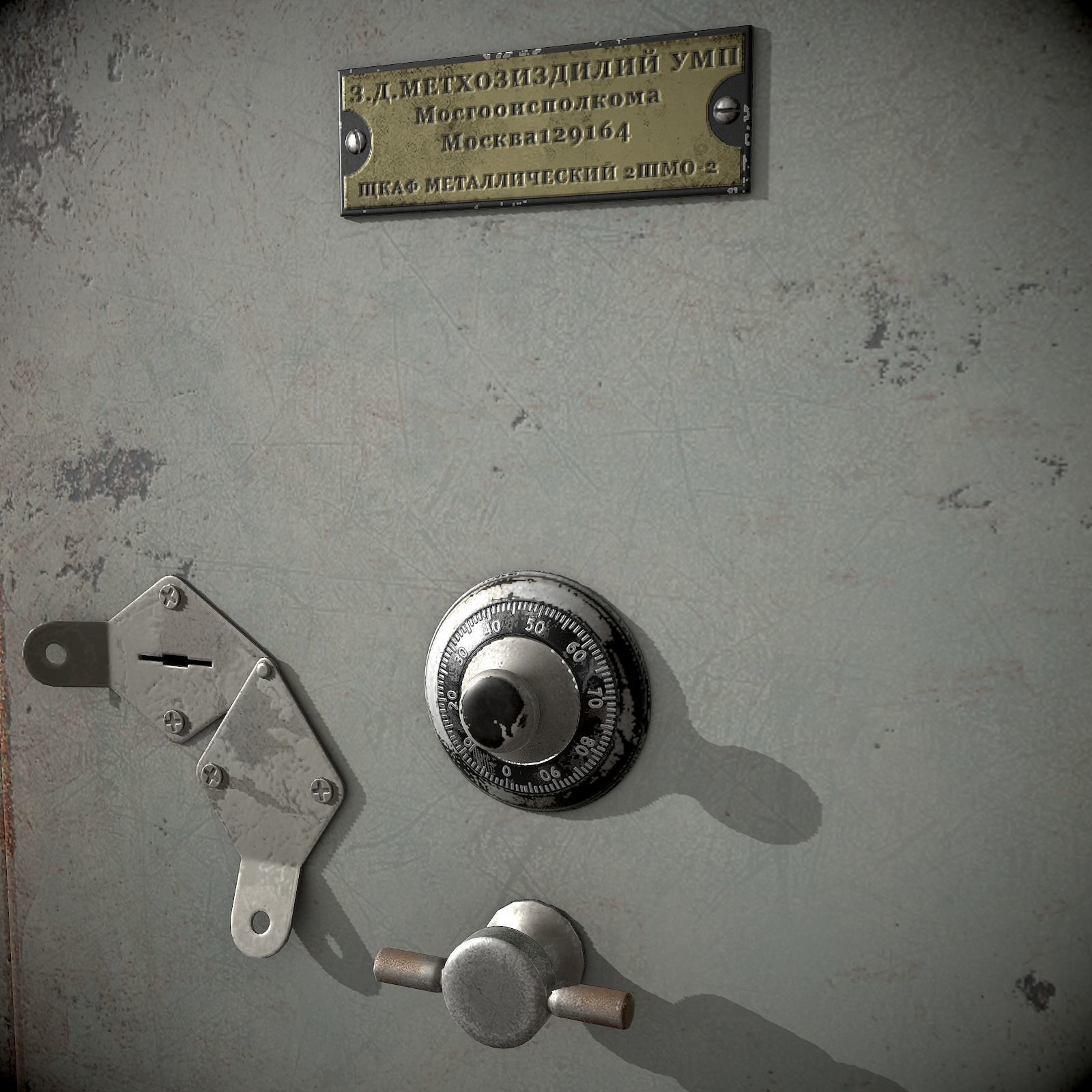 Old Safe Low-poly 3D model_6