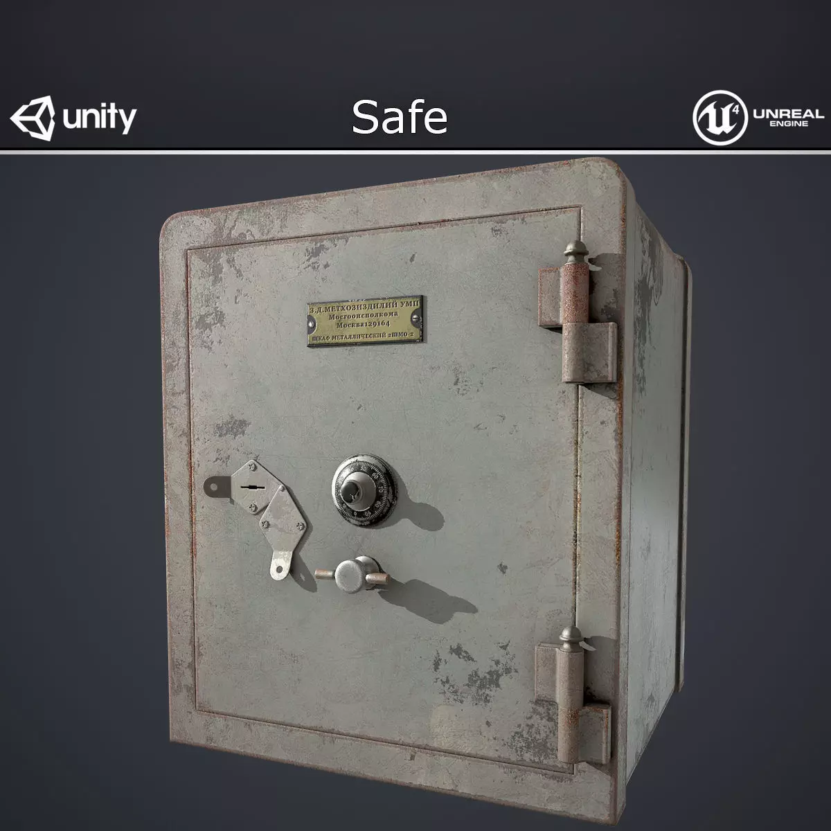 Old Safe Low-poly 3D model_0