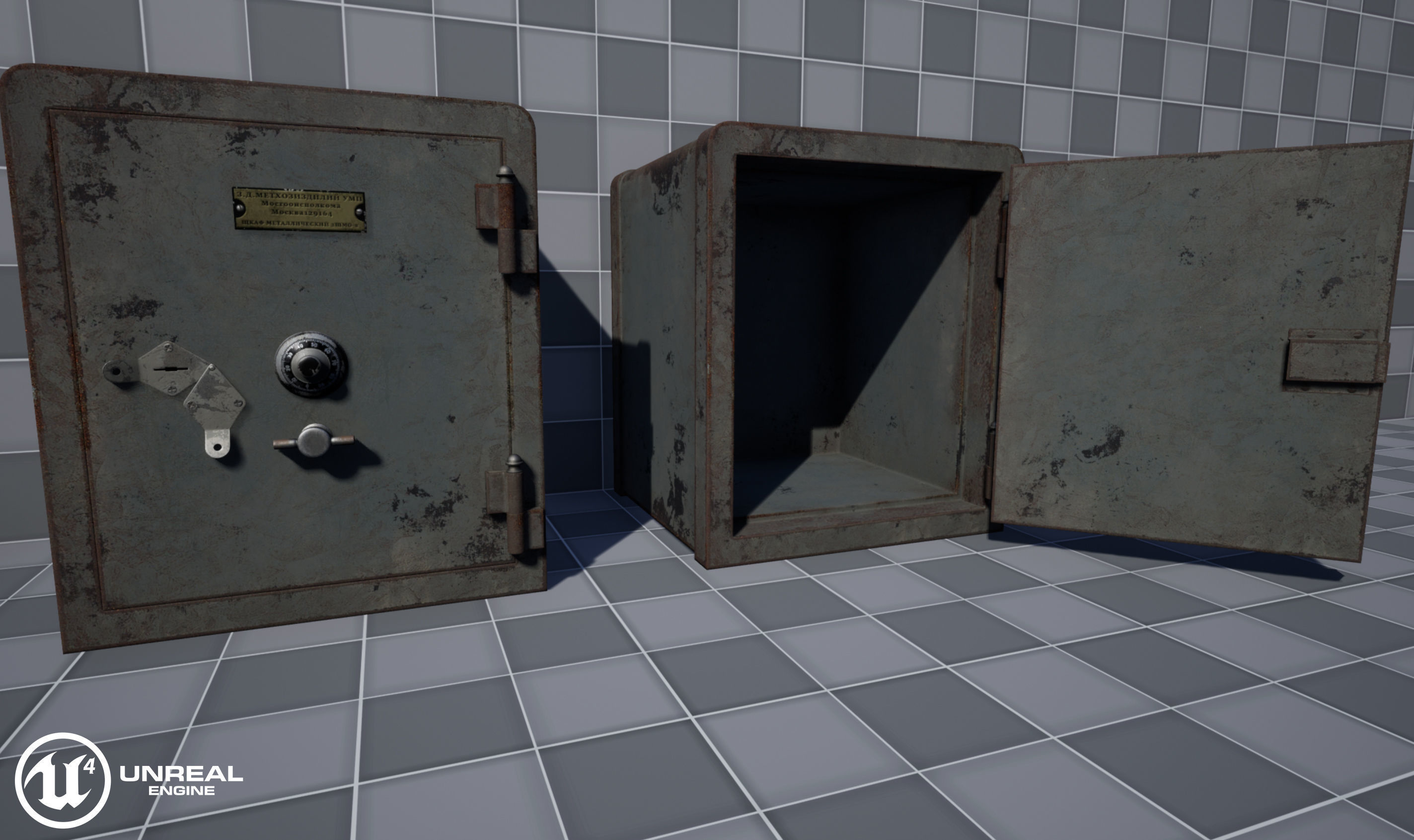 Old Safe Low-poly 3D model_9