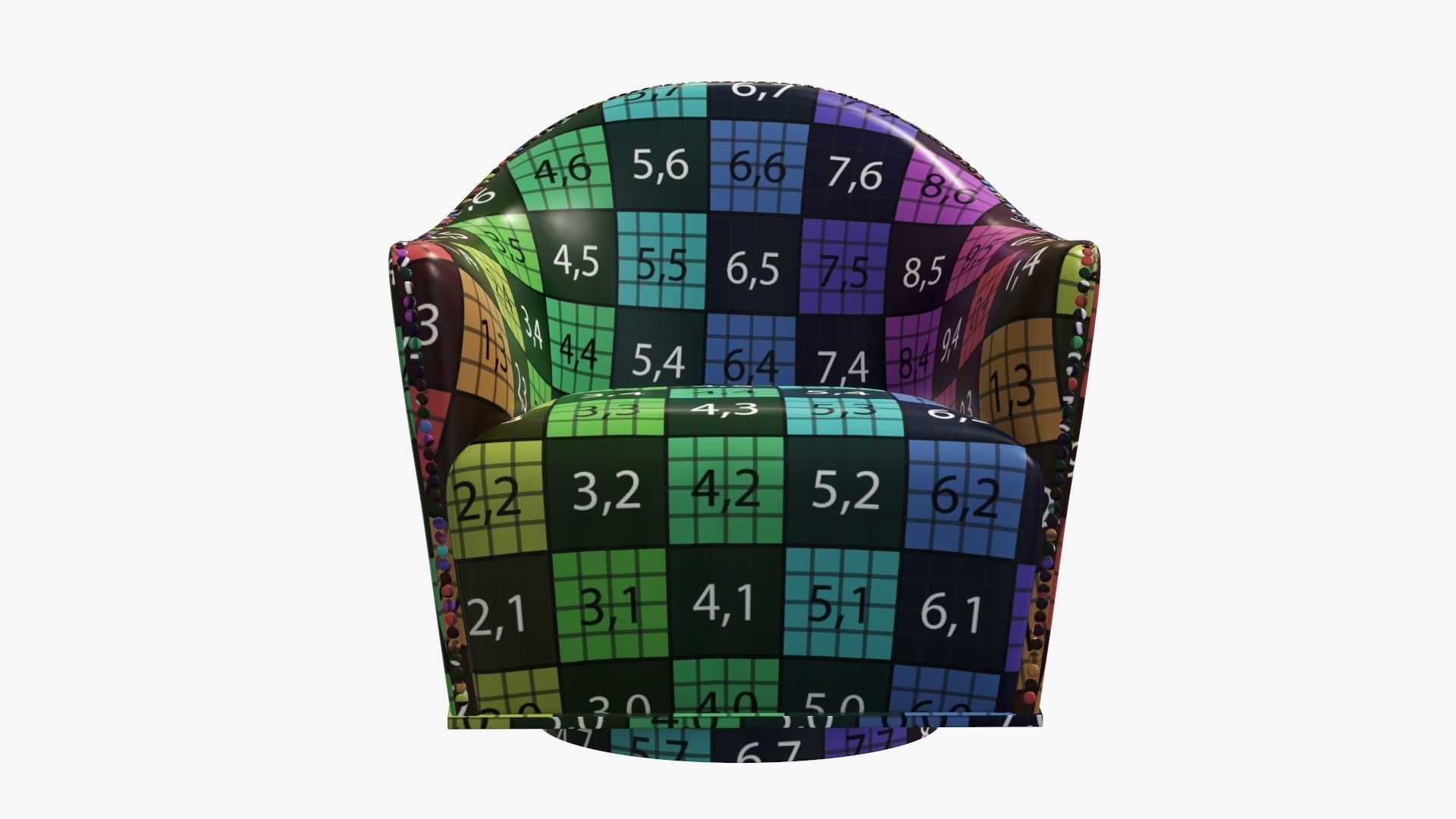 Armchair colorful chair with numbers 3D model_11