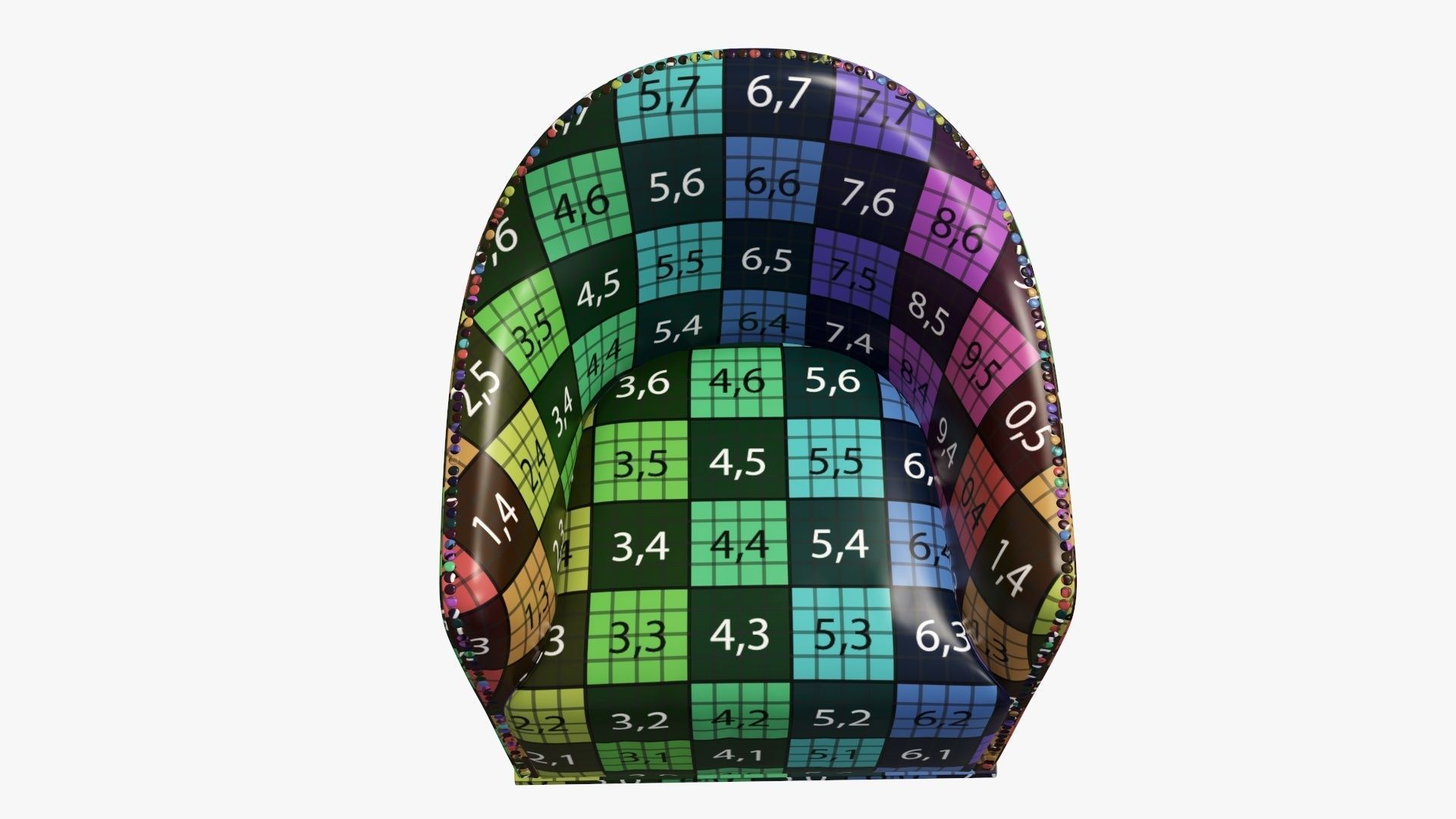 Armchair colorful chair with numbers 3D model_13