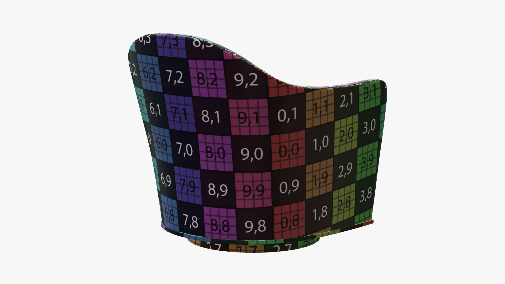 Armchair colorful chair with numbers 3D model_12