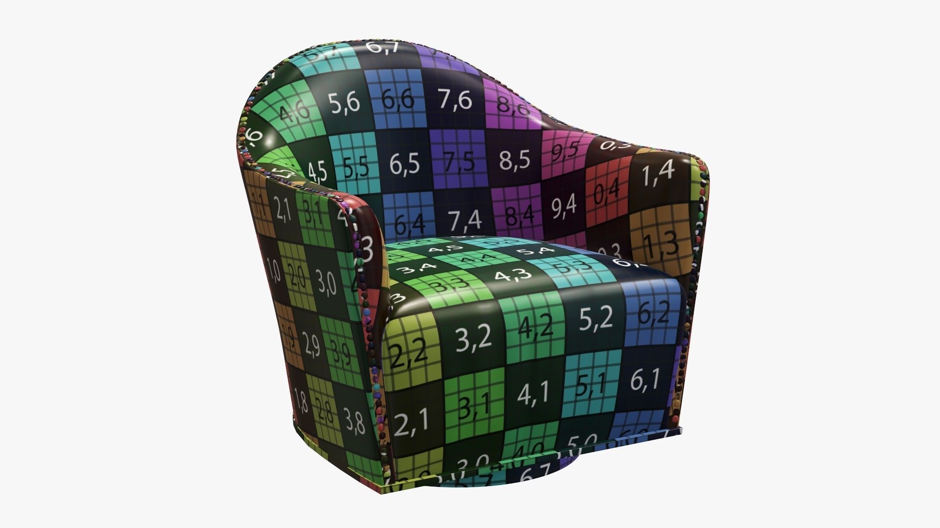 Armchair colorful chair with numbers 3D model_10