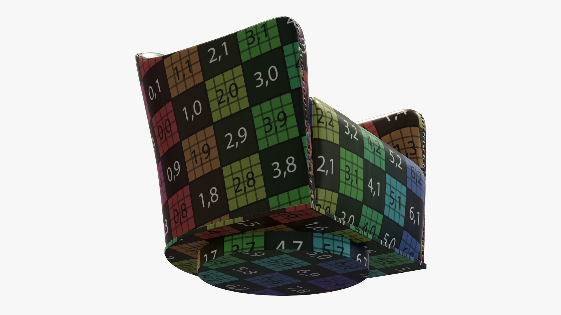 Armchair colorful chair with numbers 3D model_14
