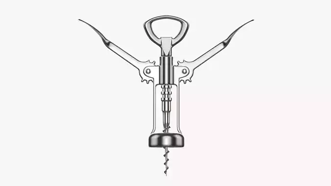 Wine bottle opener metal T pose 3D model