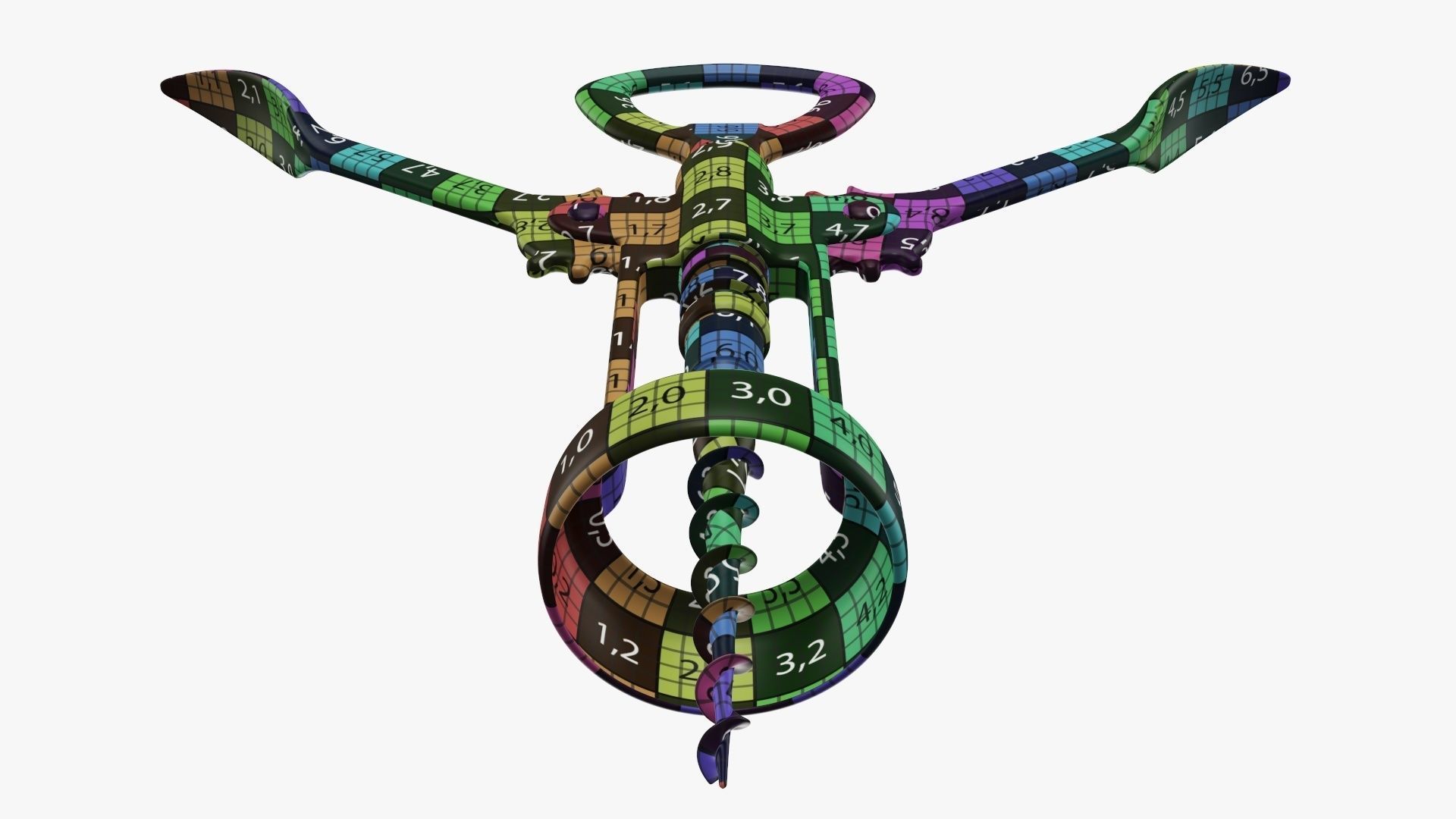 Wine bottle opener metal T pose v2 3D model_11