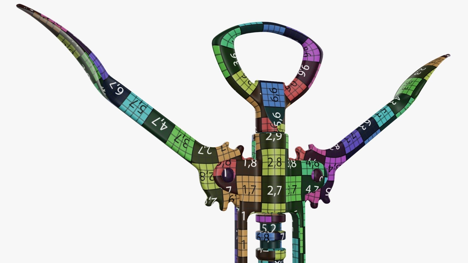 Wine bottle opener metal T pose v2 3D model_13