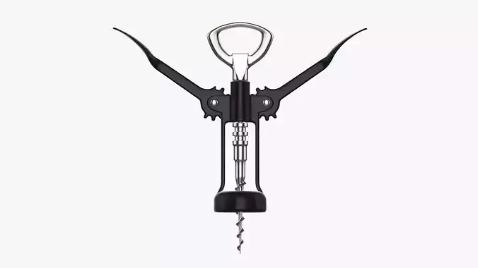 Wine bottle opener metal T pose v2 3D model