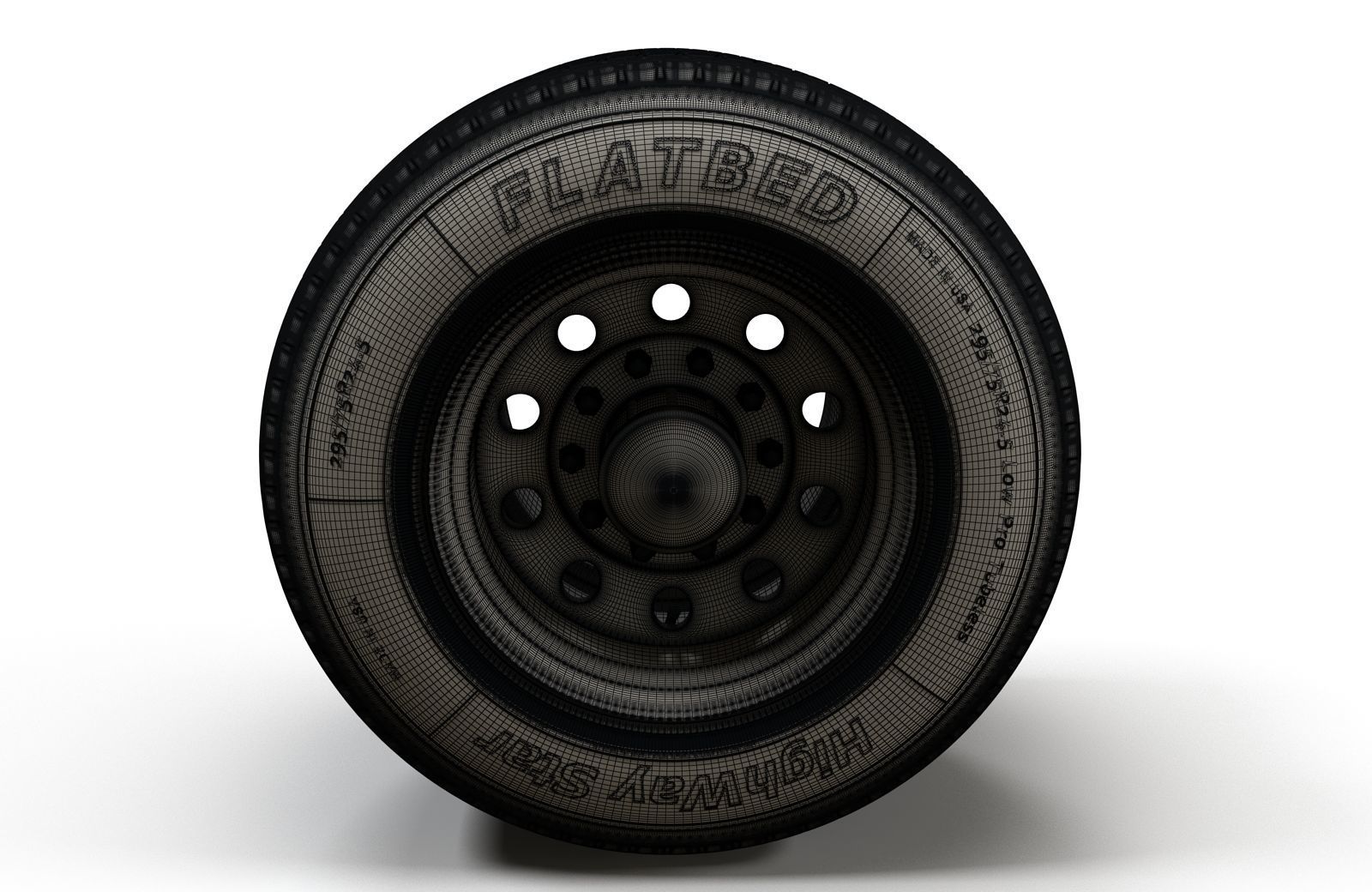 Semitruck wheels 3D model_11