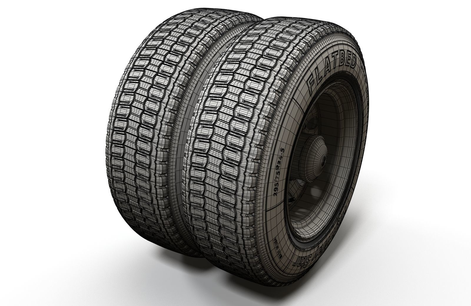 Semitruck wheels 3D model_17