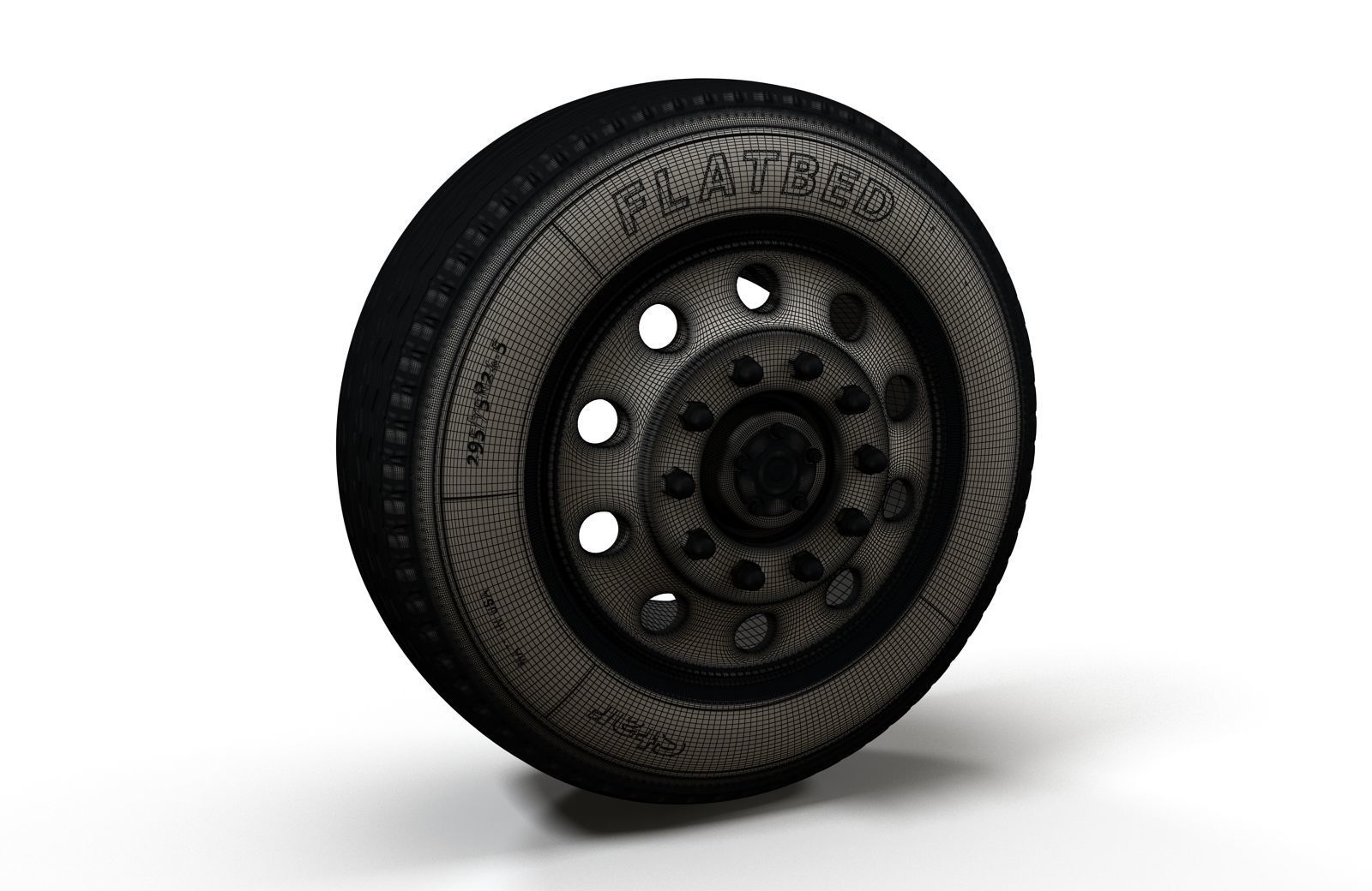Semitruck wheels 3D model_7