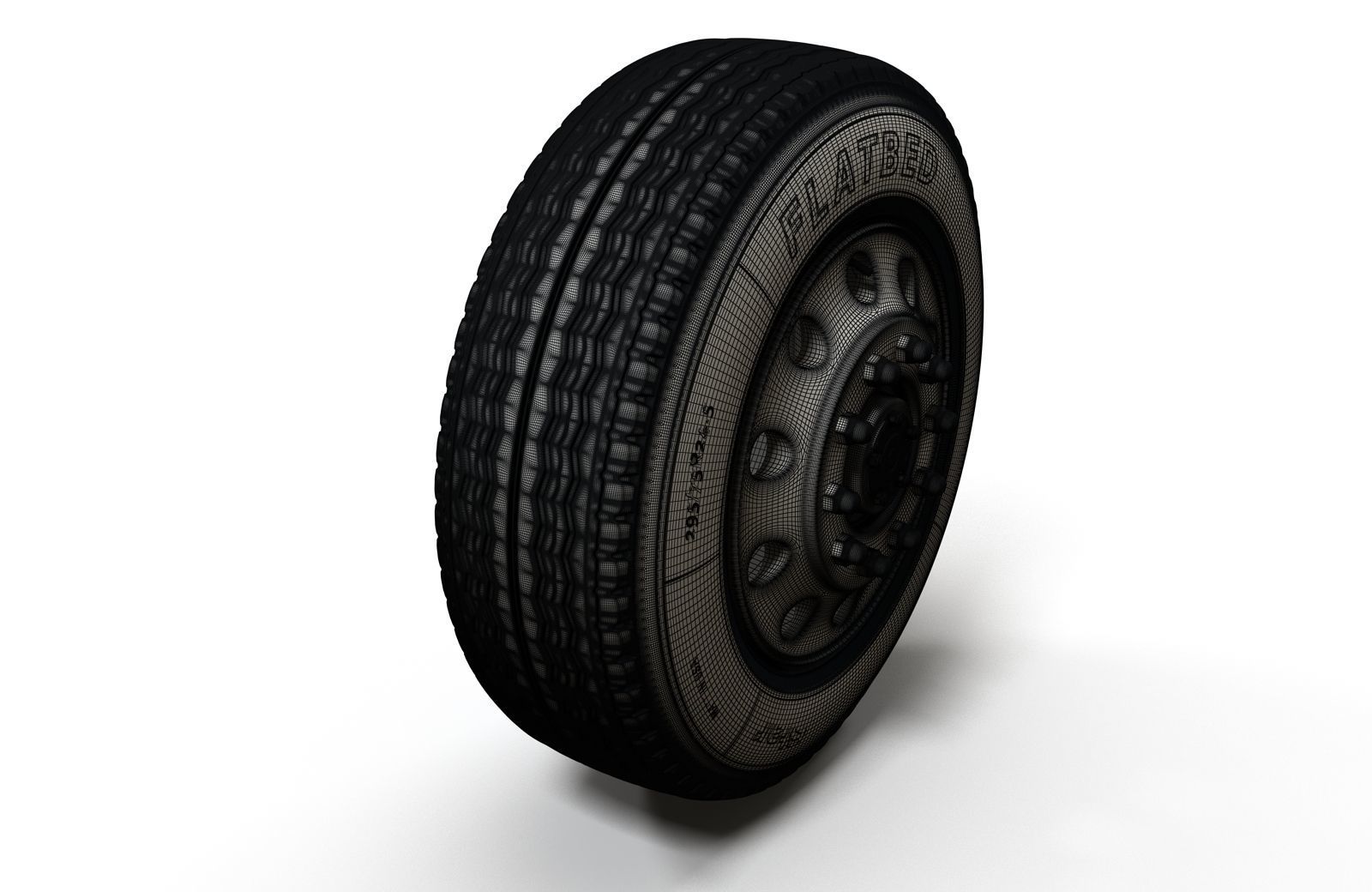 Semitruck wheels 3D model_9