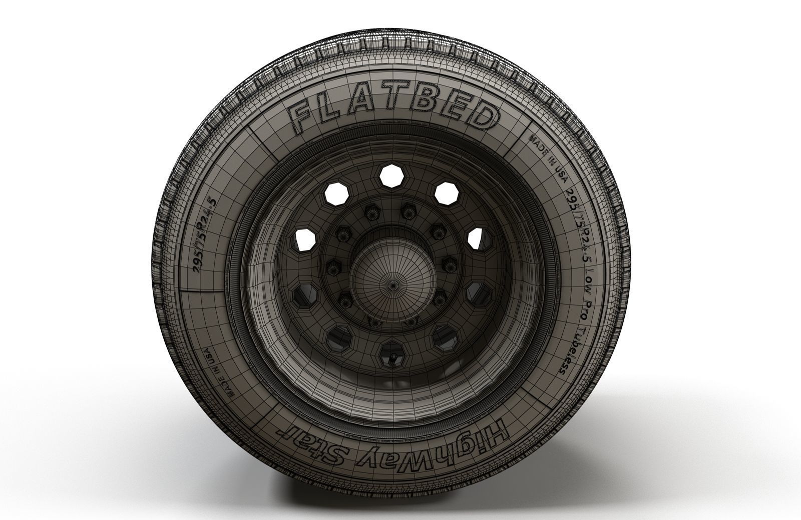Semitruck wheels 3D model_16