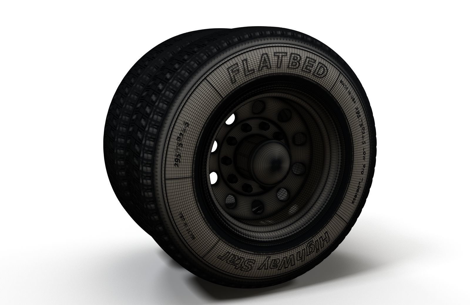 Semitruck wheels 3D model_10