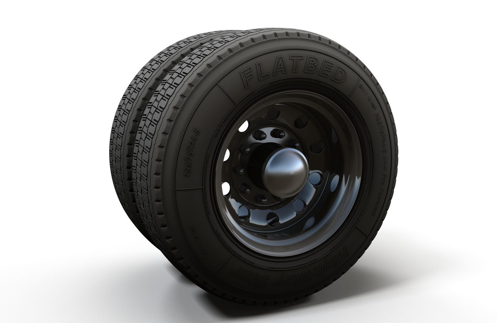 Semitruck wheels 3D model_4