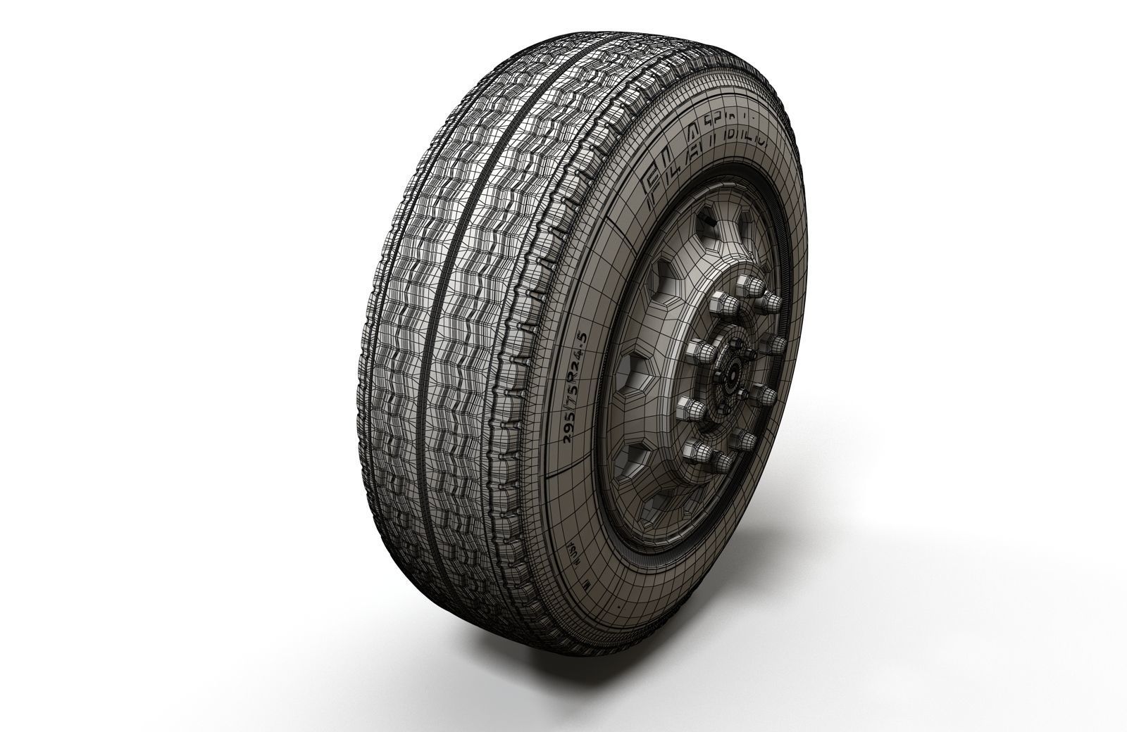 Semitruck wheels 3D model_14