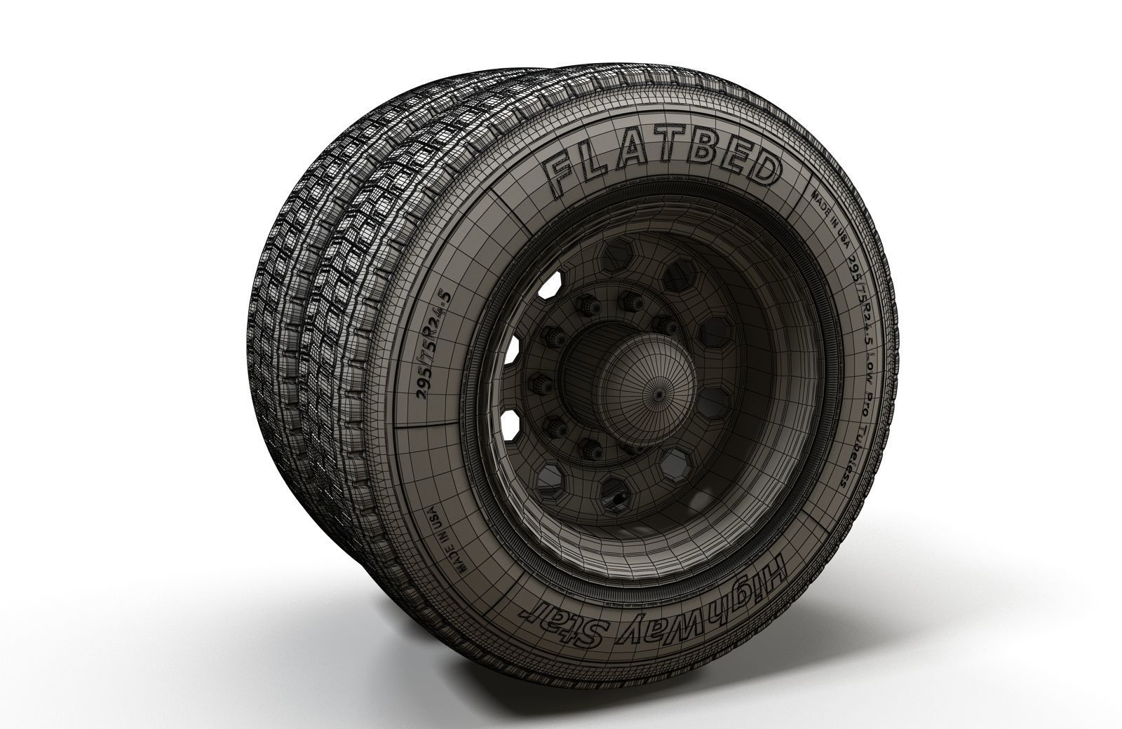 Semitruck wheels 3D model_15