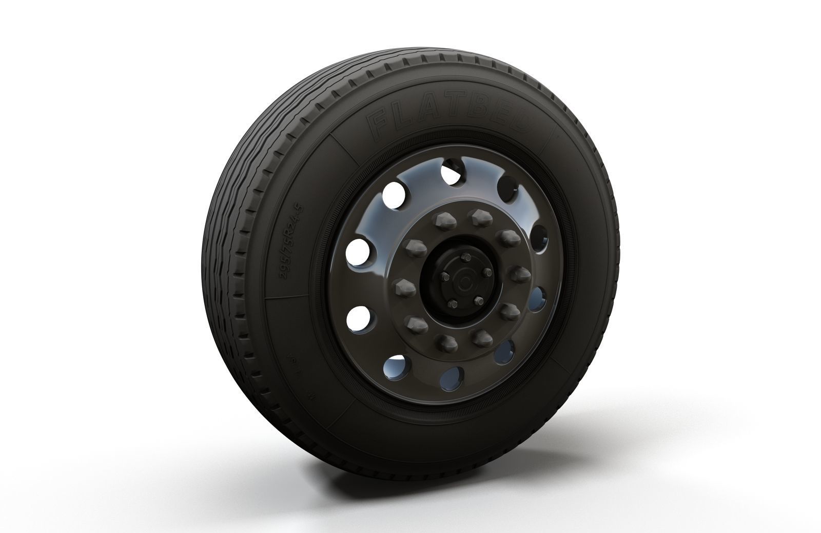Semitruck wheels 3D model_1