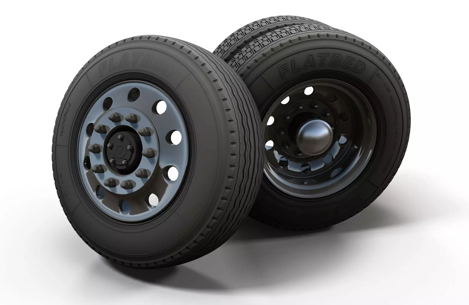 Semitruck wheels 3D model_0