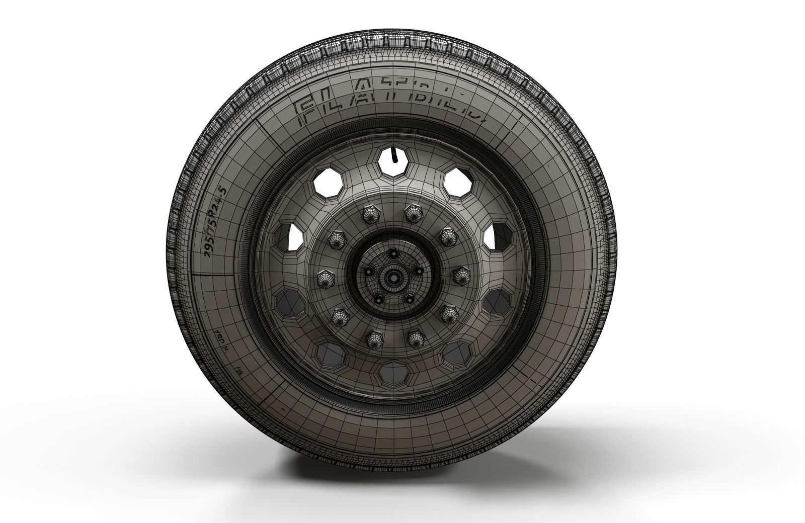 Semitruck wheels 3D model_13