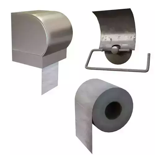 Toilet Paper Holder Kit with PBR Dirty and Rusty Options Low-poly 3D model