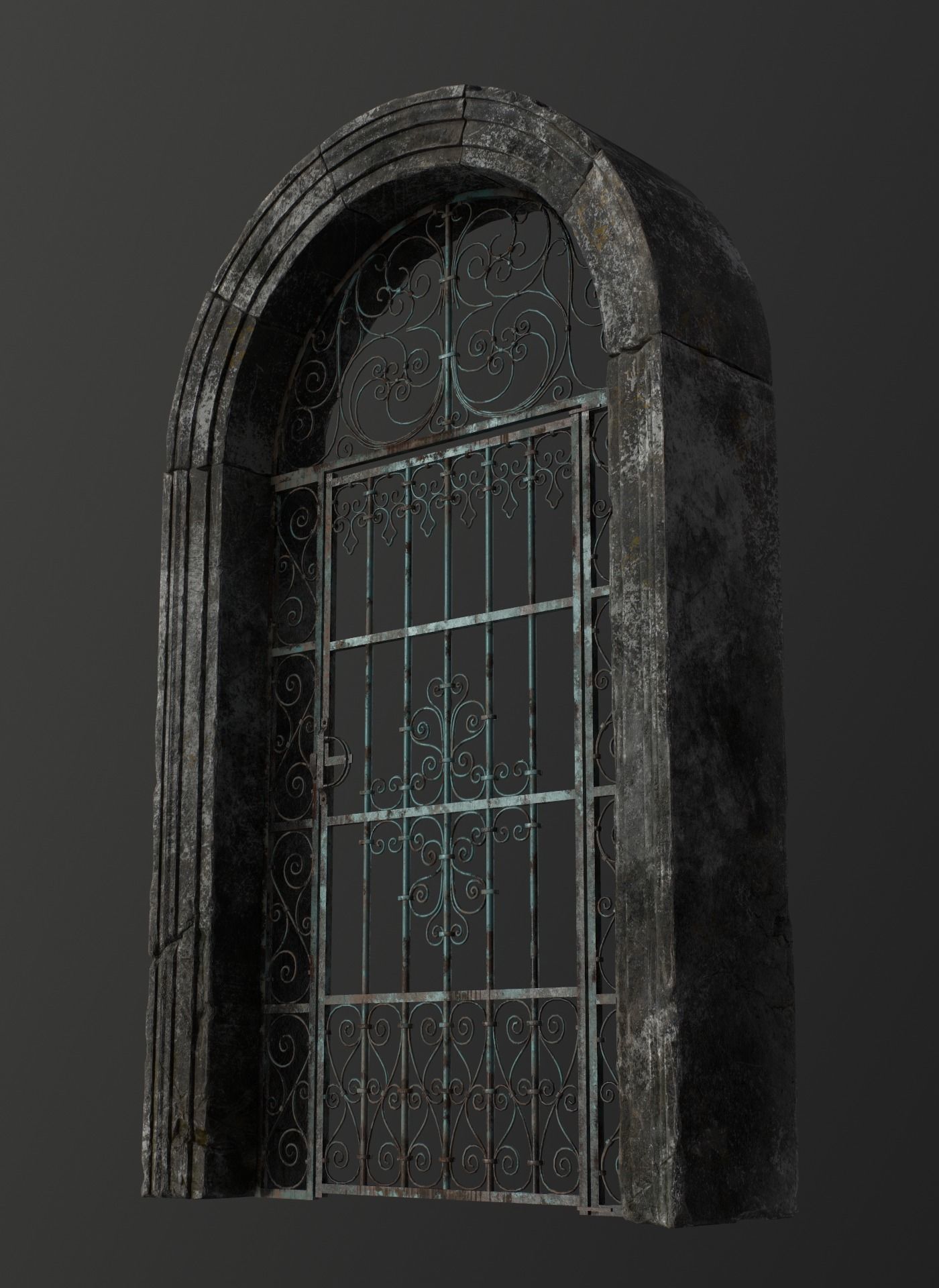 Old Forged gate  Low-poly 3D model_3