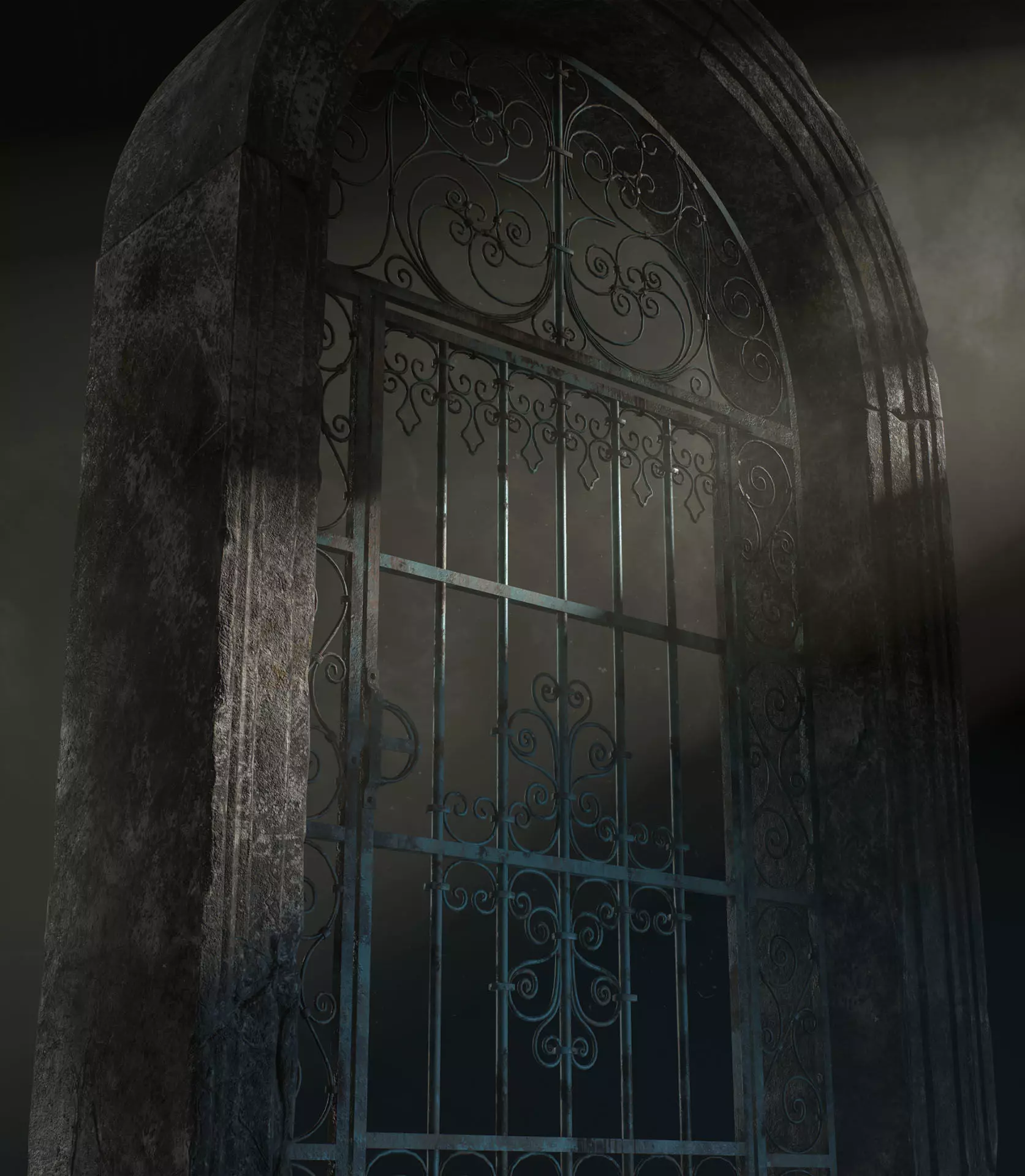 Old Forged gate  Low-poly 3D model_0