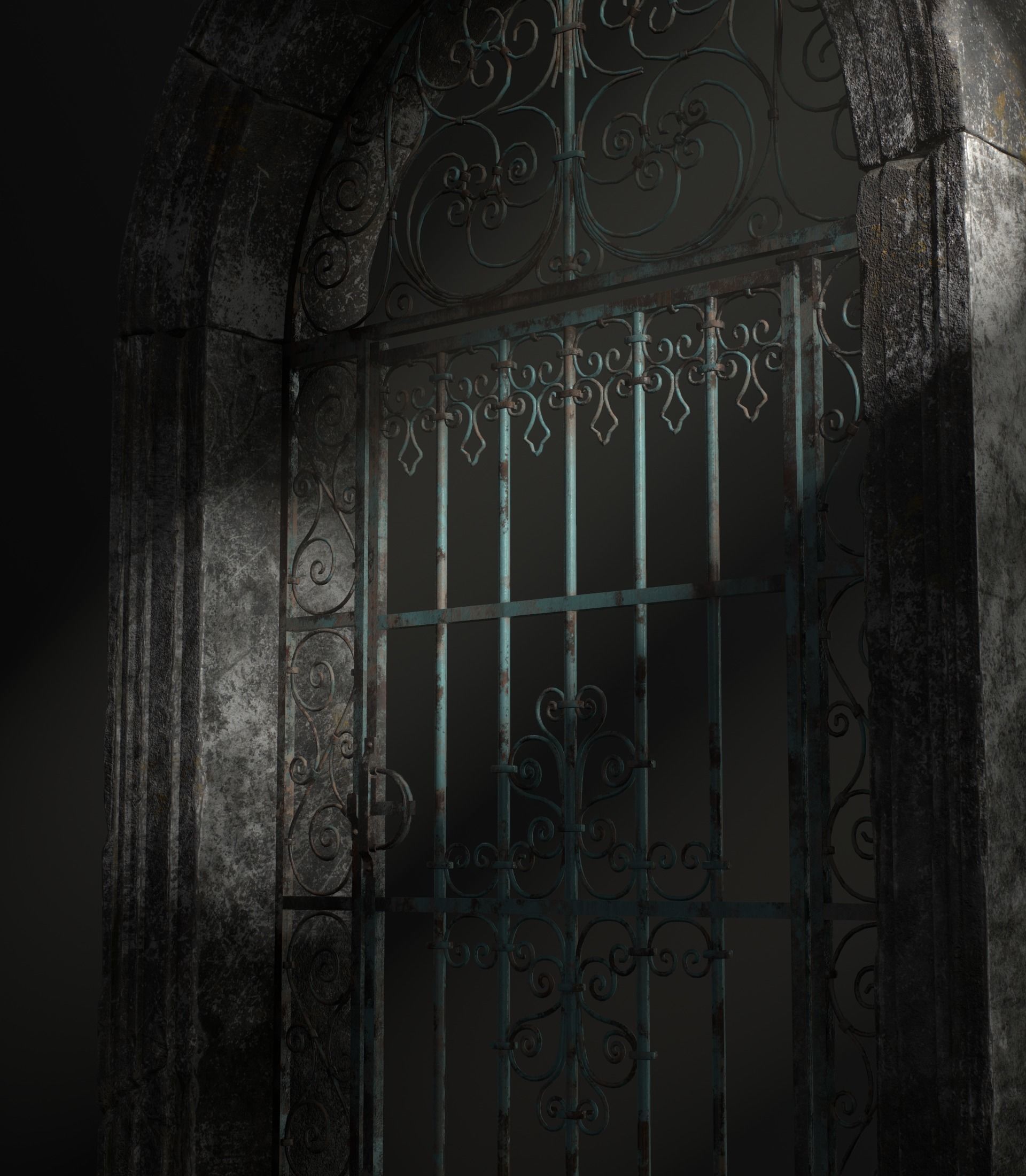 Old Forged gate  Low-poly 3D model_25