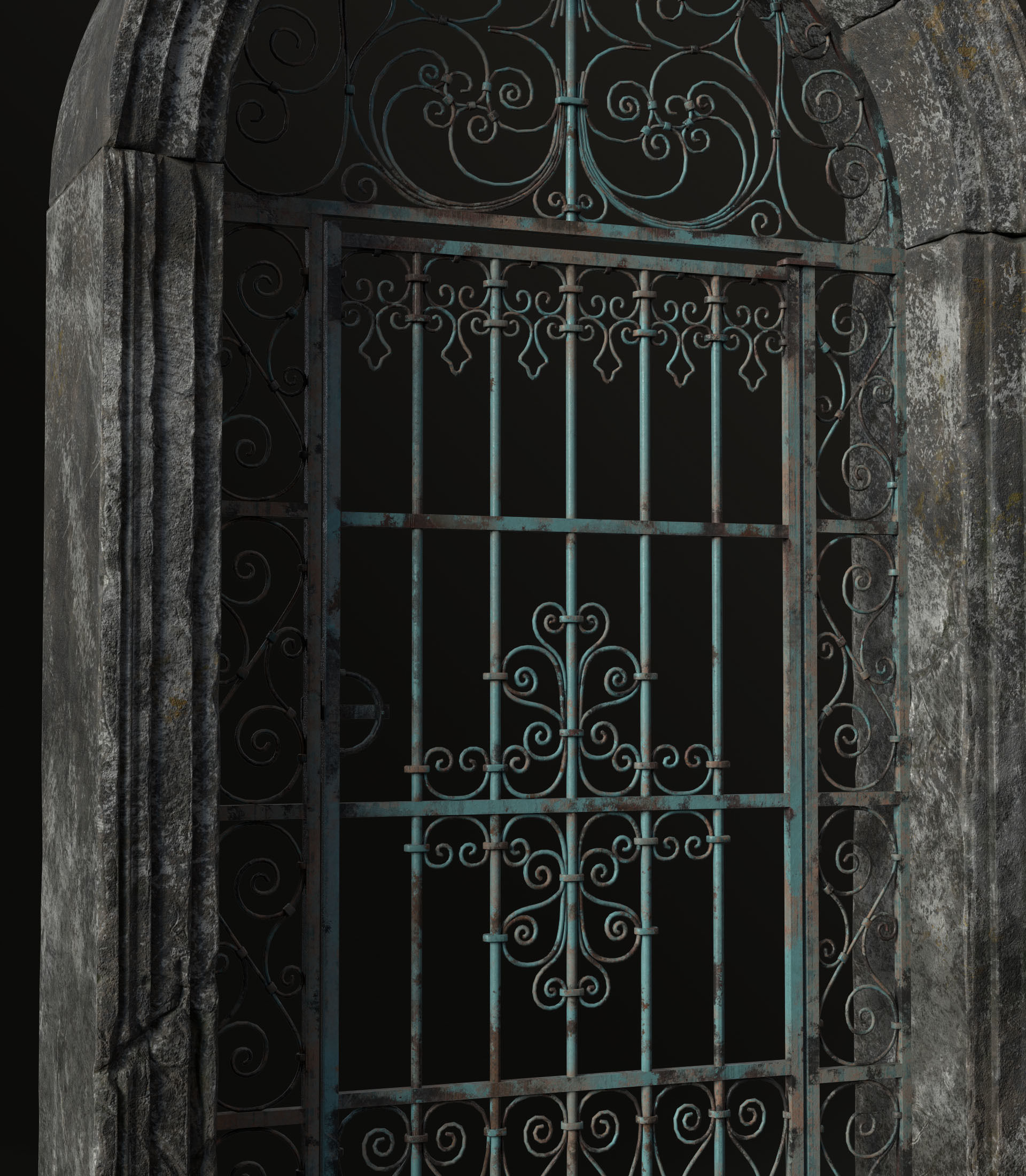 Old Forged gate  Low-poly 3D model_17