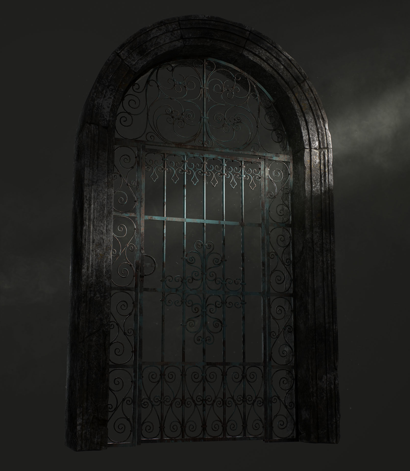 Old Forged gate  Low-poly 3D model_2