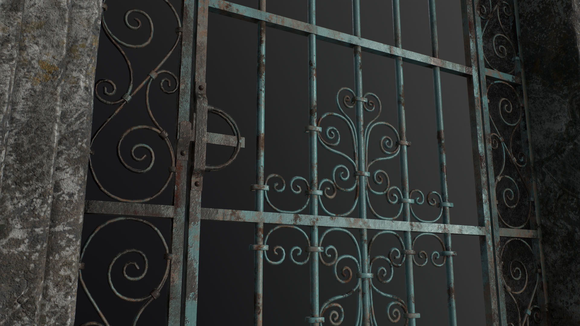 Old Forged gate  Low-poly 3D model_13