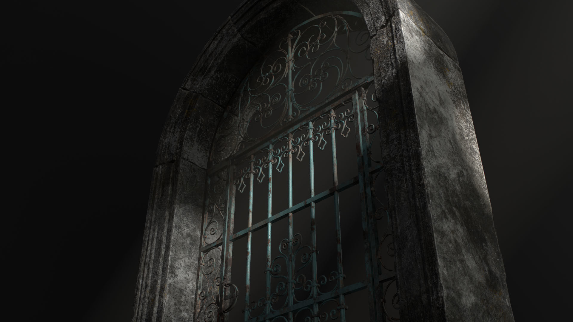 Old Forged gate  Low-poly 3D model_12