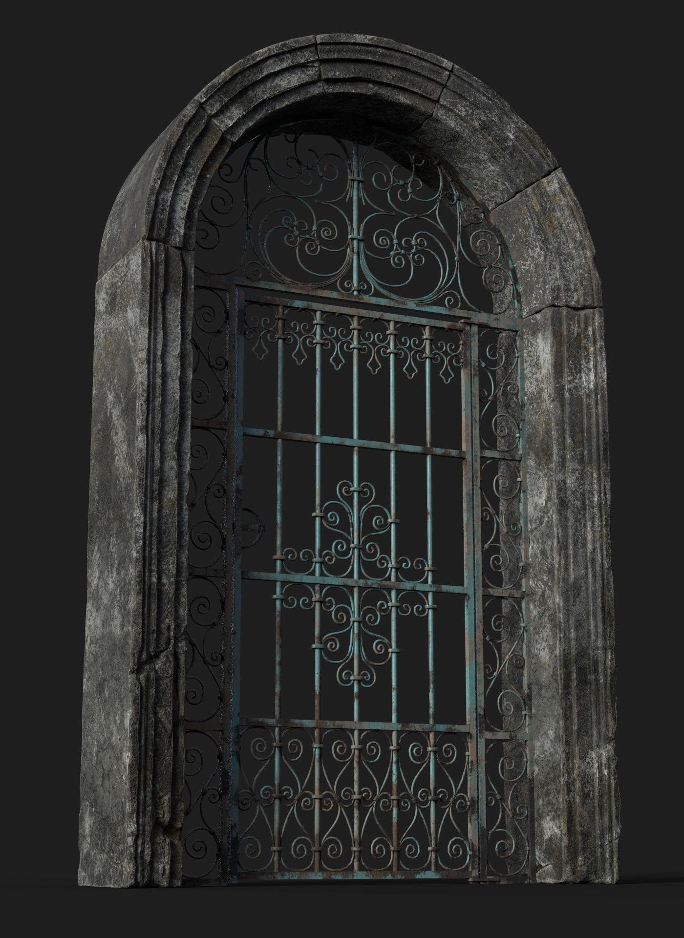 Old Forged gate  Low-poly 3D model_5